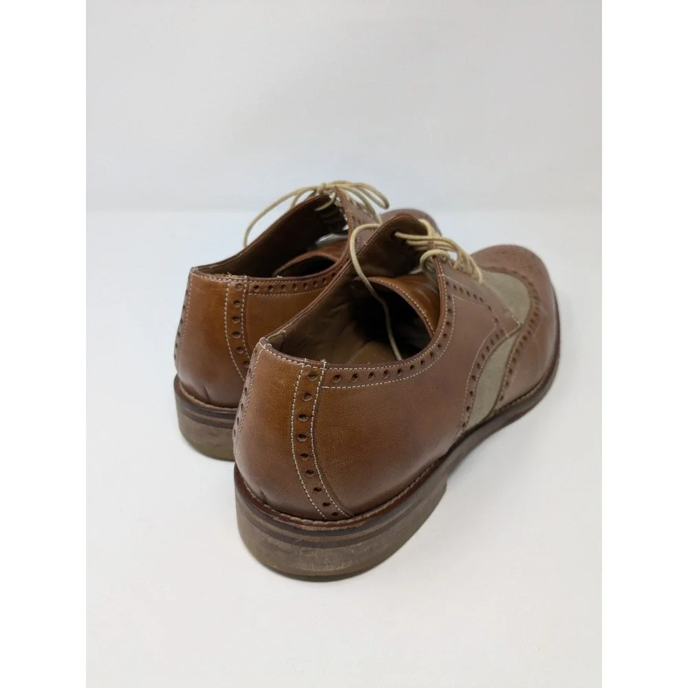 Sperry Wingtip Oxford STS10161 Tan Leather Linen Dress Shoes Mens‎ 10